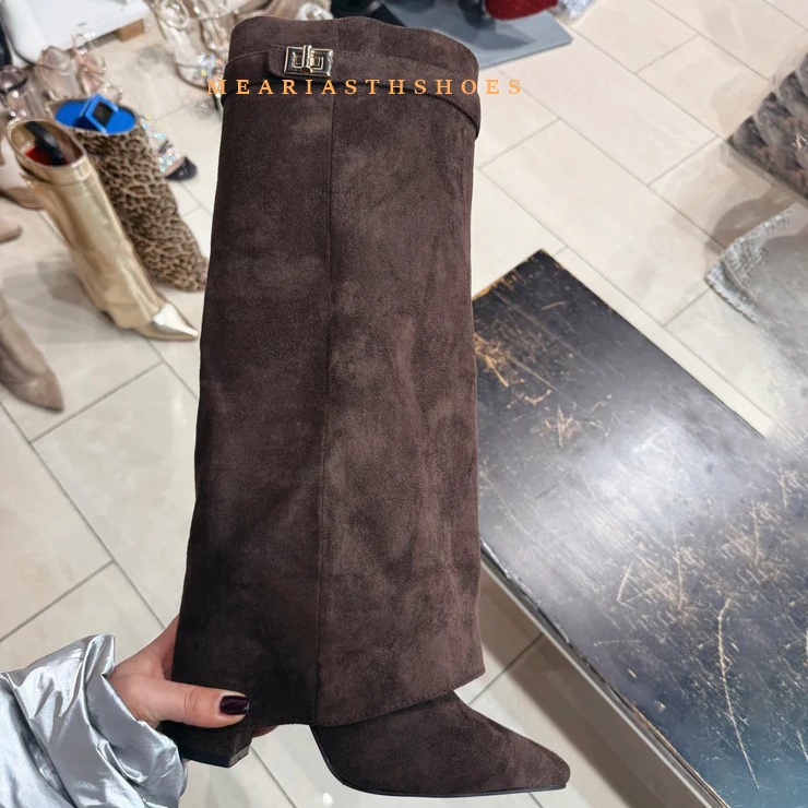 Street Fashion Winter - Женские сапоги до колена на массивном