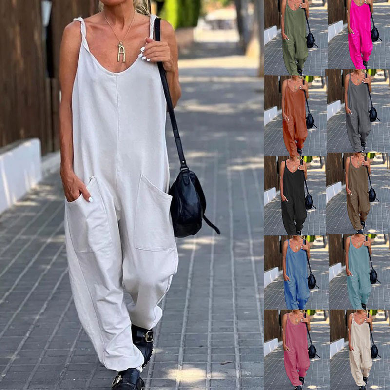 Street Fashion England - Комбинезон, женские однотонные свободные брюки с