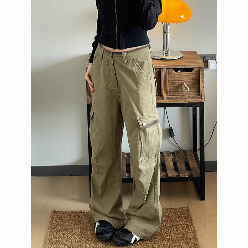 Japanese Street Fashion Female - Новые мешковатые брюки-карго цвета хаки, женские