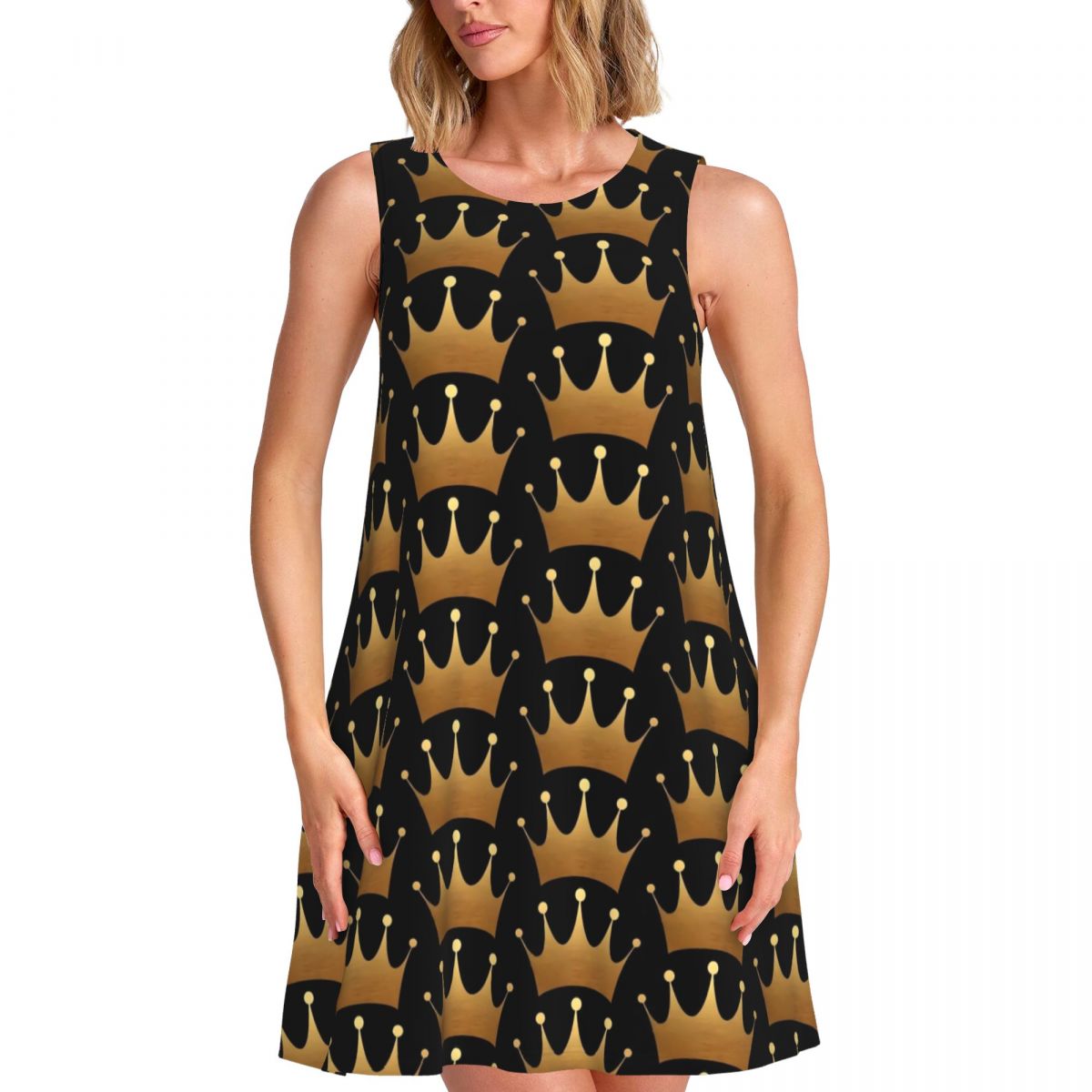 Queen Street Fashion - Платье с принтом королевы, золотая корона,