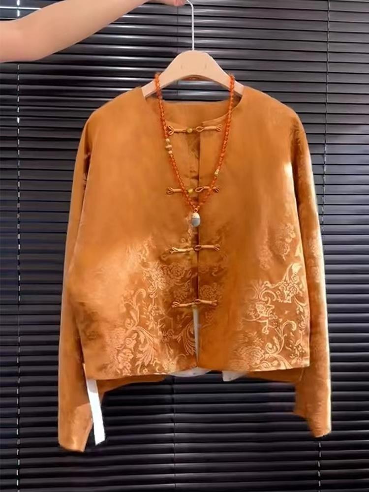 Street Fashion In Chinese - Новая высококачественная атласная оранжевая блузка с