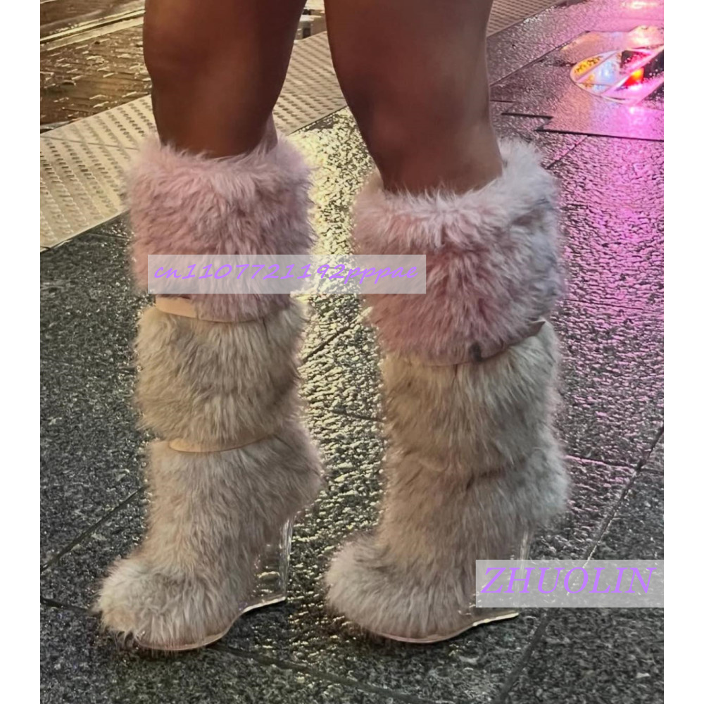 Зимние меховые прозрачные боти – обзор и цена Street Fashion Winter